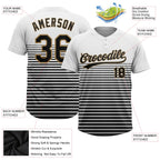 Custom White Black-Old Gold 3D Pattern Two-Button Unisex Softball Jersey