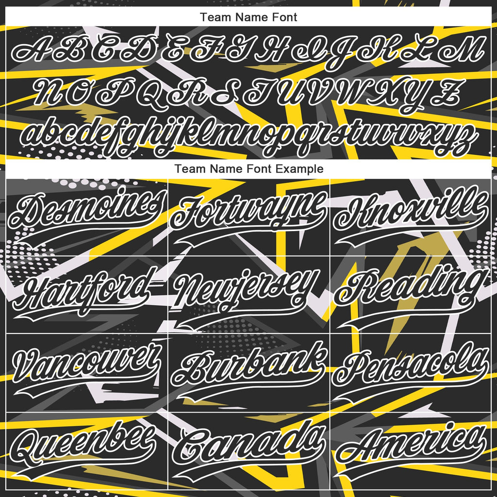 Custom Black Black-Gold 3D Pattern Two-Button Unisex Softball Jersey