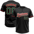 Custom Black Kelly Green-Red Two-Button Unisex Softball Jersey