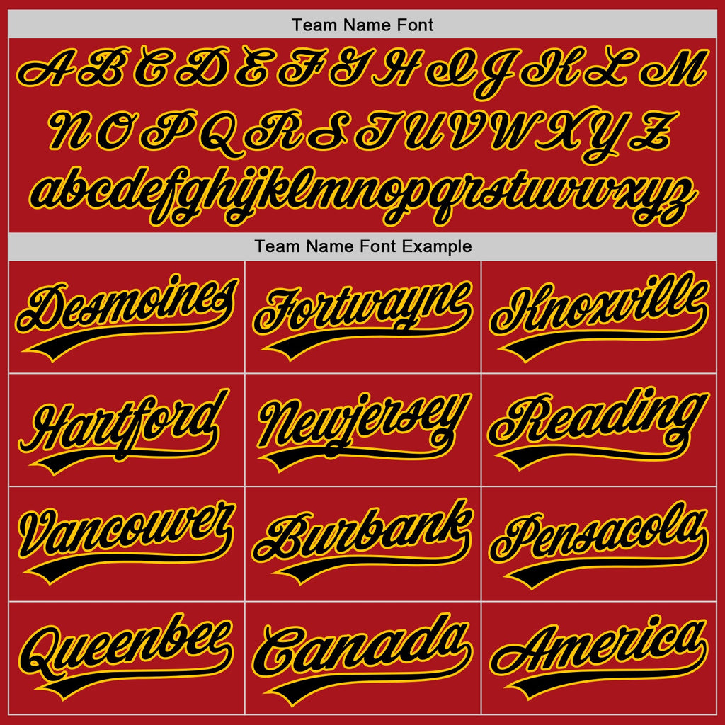 Custom Red Black-Yellow Two-Button Unisex Softball Jersey
