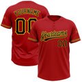 Custom Red Black-Yellow Two-Button Unisex Softball Jersey