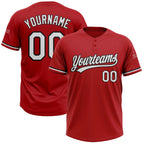 Custom Red White-Black Two-Button Unisex Softball Jersey
