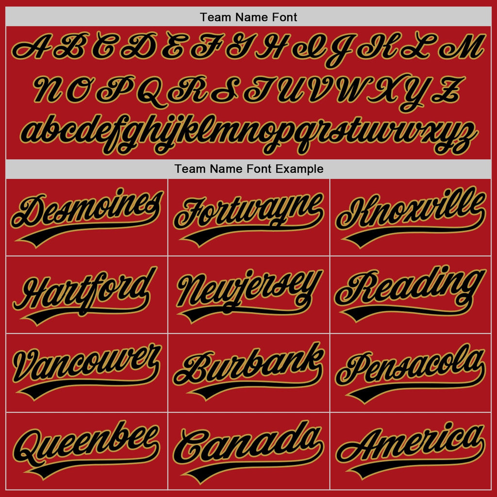 Custom Red Black-Old Gold Two-Button Unisex Softball Jersey