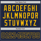 Custom Navy Navy-Gold Two-Button Unisex Softball Jersey