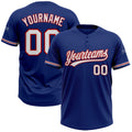 Custom Royal White-Red Two-Button Unisex Softball Jersey