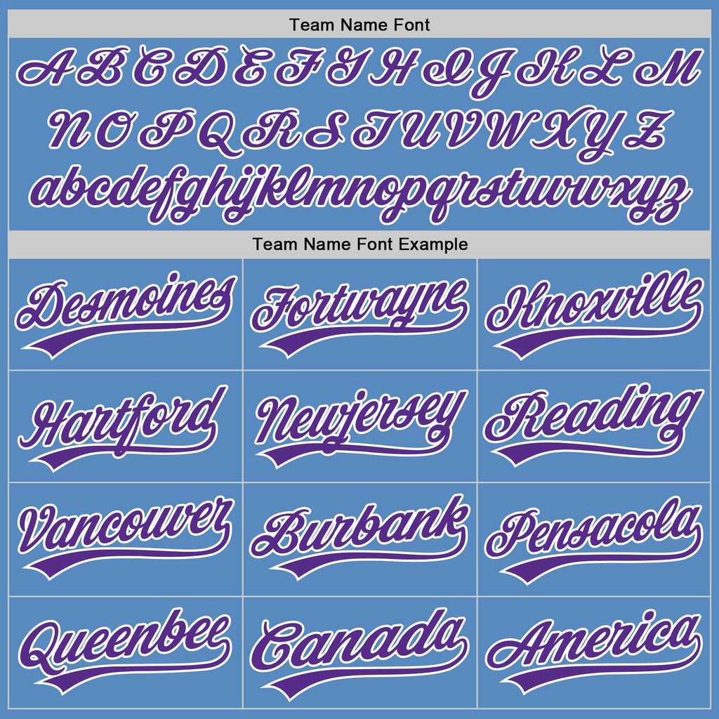 Custom Powder Blue Purple-White Two-Button Unisex Softball Jersey