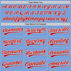 Custom Light Blue Red-White Two-Button Unisex Softball Jersey