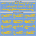 Custom Light Blue Yellow Two-Button Unisex Softball Jersey