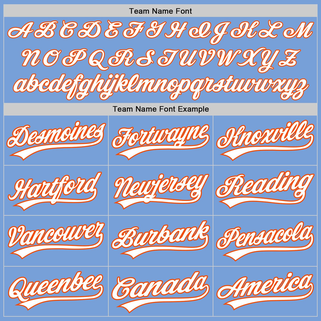 Custom Light Blue White-Orange Two-Button Unisex Softball Jersey