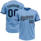 Custom Light Blue Navy Gray-Teal Two-Button Unisex Softball Jersey