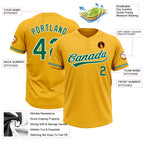 Custom Gold Kelly Green-White Two-Button Unisex Softball Jersey