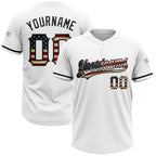 Custom White Vintage USA Flag-Black Two-Button Unisex Softball Jersey