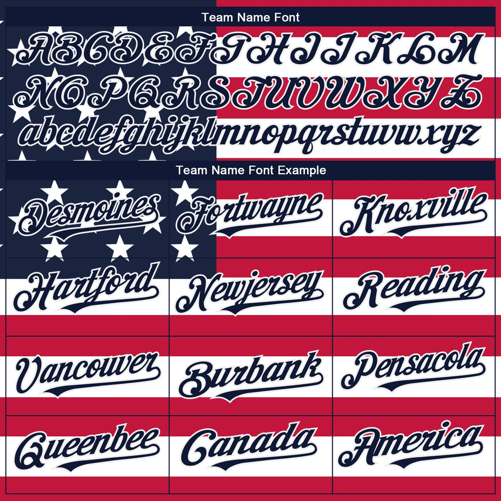 Custom White Navy-Red 3D American Flag Fashion Two-Button Unisex Softball Jersey