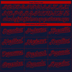Custom Navy Red-White 3D American Flag Fashion Two-Button Unisex Softball Jersey