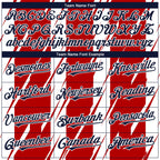Custom Red Navy-White 3D American Flag Fashion Two-Button Unisex Softball Jersey
