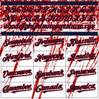 Custom White Navy-Red 3D American Flag Scratch Brush Stroke Star Raglan Sleeves Two-Button Unisex Softball Jersey