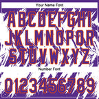 Custom Purple Orange-White 3D Pattern Abstract Sharp Shape Two-Button Unisex Softball Jersey