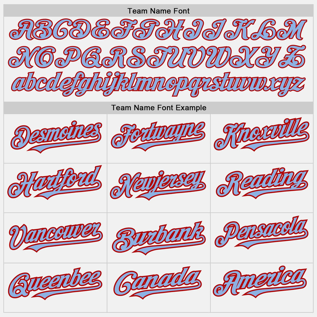 Custom White Red Pinstripe Light Blue Two-Button Unisex Softball Jersey