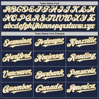 Custom Navy Old Gold Pinstripe White Two-Button Unisex Softball Jersey