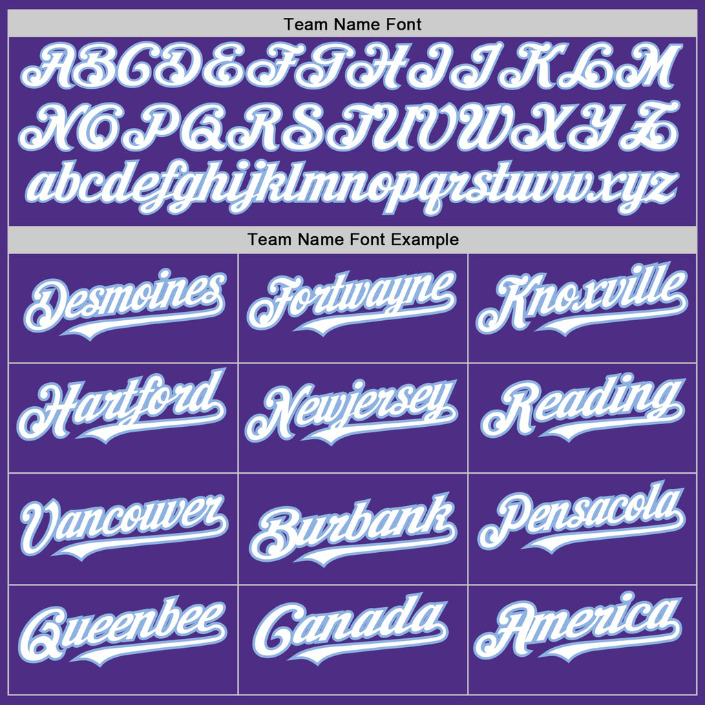 Custom Purple Light Blue Pinstripe White Two-Button Unisex Softball Jersey