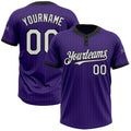 Custom Purple Black Pinstripe White Two-Button Unisex Softball Jersey