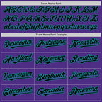 Custom Purple Black Pinstripe Teal Two-Button Unisex Softball Jersey