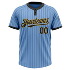 Custom Light Blue Black Pinstripe Old Gold Two-Button Unisex Softball Jersey