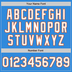Custom Electric Blue Orange Pinstripe White Two-Button Unisex Softball Jersey