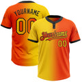 Custom Orange Yellow-Black Gradient Fashion Two-Button Unisex Softball Jersey