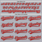 Custom Gray Red-Black Two-Button Unisex Softball Jersey