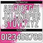 Custom Pink White-Black 3D Pattern Abstract Brush Stroke Two-Button Unisex Softball Jersey