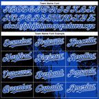 Custom Black Thunder Blue-White 3D Pattern Abstract Brush Stroke Two-Button Unisex Softball Jersey