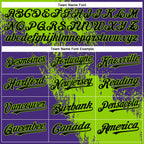 Custom Neon Green Black-Purple 3D Pattern Abstract Brush Stroke Two-Button Unisex Softball Jersey