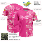 Custom Pink White 3D Pattern Tropical Palm Leaves And Famingo Two-Button Unisex Softball Jersey