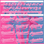 Custom Pink Light Blue-White 3D Pattern Hawaii Coconut Trees Two-Button Unisex Softball Jersey