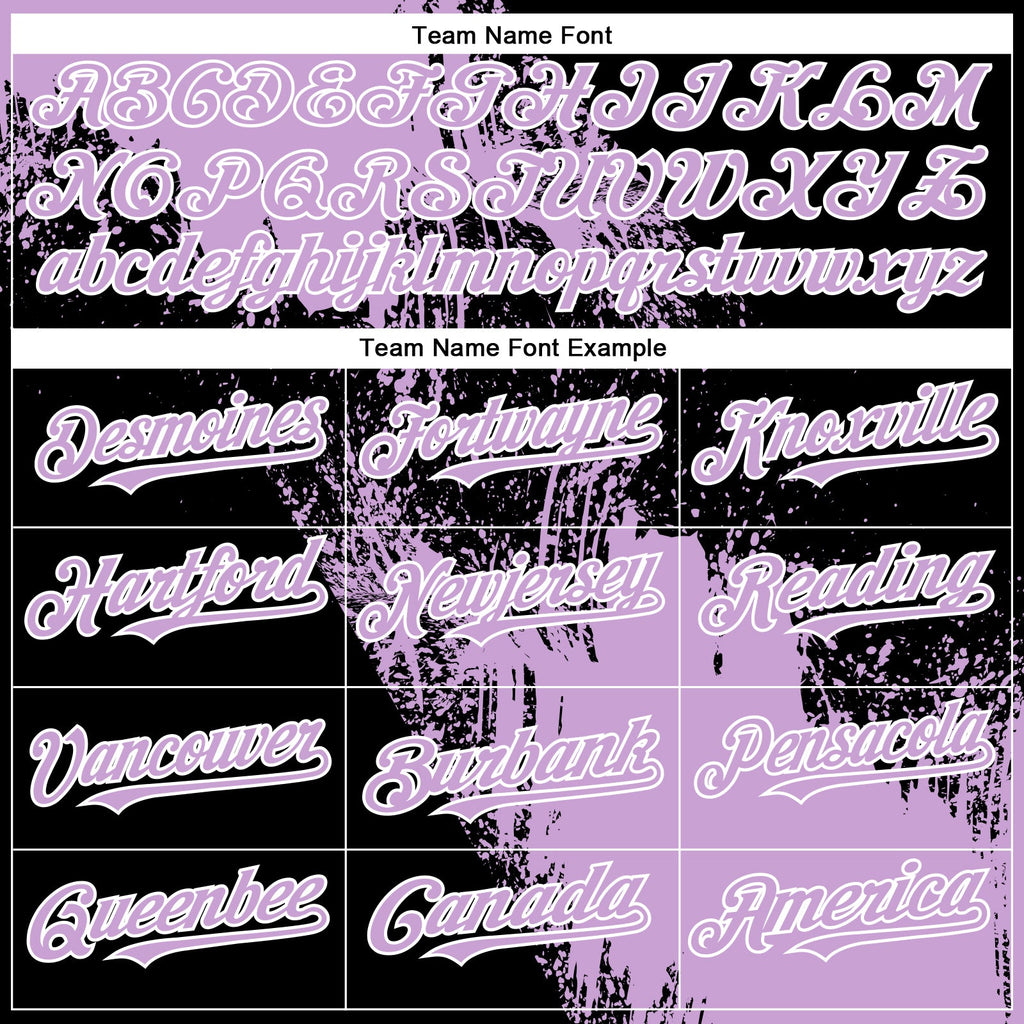 Custom Light Purple Black-White 3D Pattern Abstract Brush Stroke Two-Button Unisex Softball Jersey