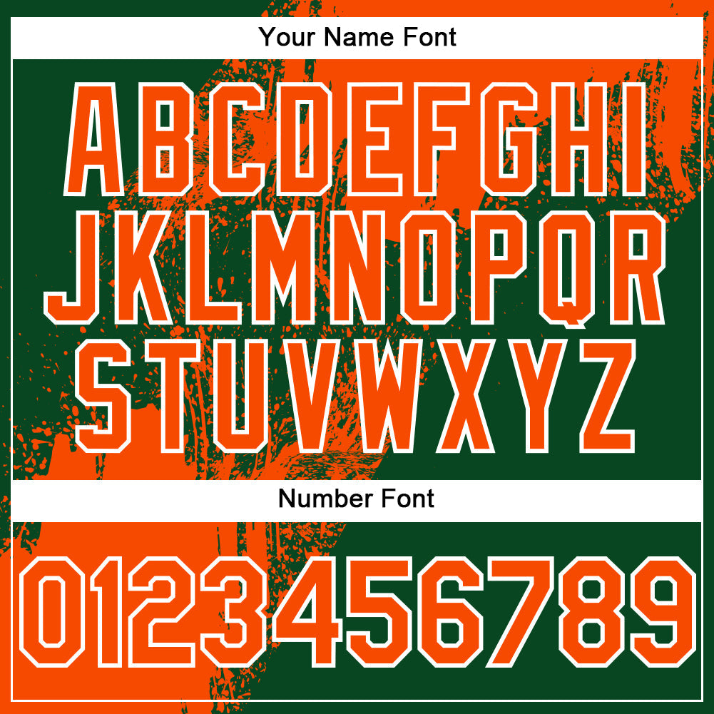 Custom Orange Green-White 3D Pattern Abstract Brush Stroke Two-Button Unisex Softball Jersey