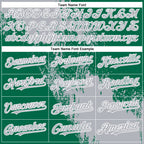 Custom Gray Kelly Green-White 3D Pattern Abstract Brush Stroke Two-Button Unisex Softball Jersey