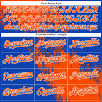 Custom Orange Thunder Blue-White 3D Pattern Abstract Brush Stroke Two-Button Unisex Softball Jersey