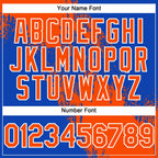 Custom Orange Thunder Blue-White 3D Pattern Abstract Brush Stroke Two-Button Unisex Softball Jersey