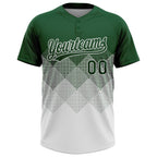 Custom Green White 3D Gradient Square Shape Two-Button Unisex Softball Jersey