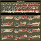 Custom Olive Vintage USA Flag-Cream Salute To Service Camo Raglan Sleeves Two-Button Unisex Softball Jersey