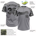 Custom Gray Vintage USA Flag-Black Salute To Service Camo Raglan Sleeves Two-Button Unisex Softball Jersey