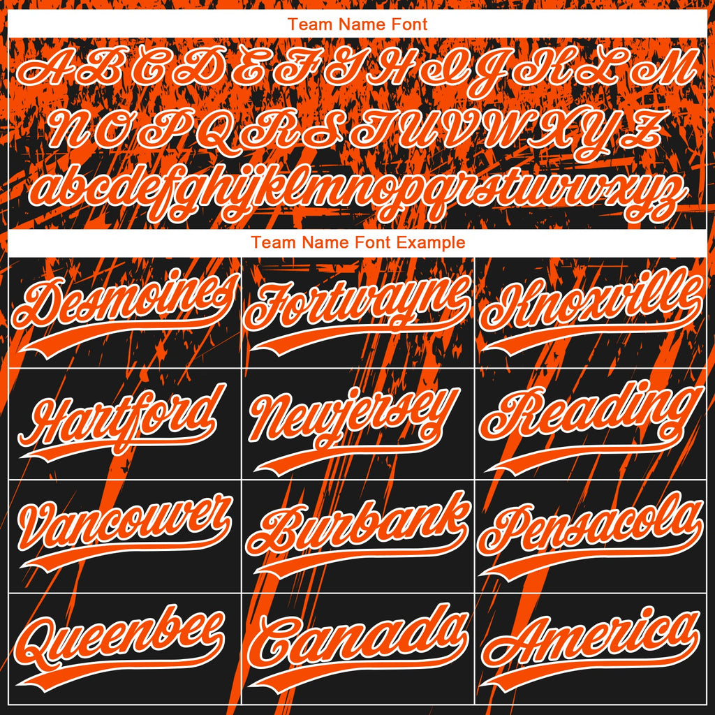 Custom Black Orange-White Distressed Scratch Brush Stroke Star Raglan Sleeves Two-Button Unisex Softball Jersey