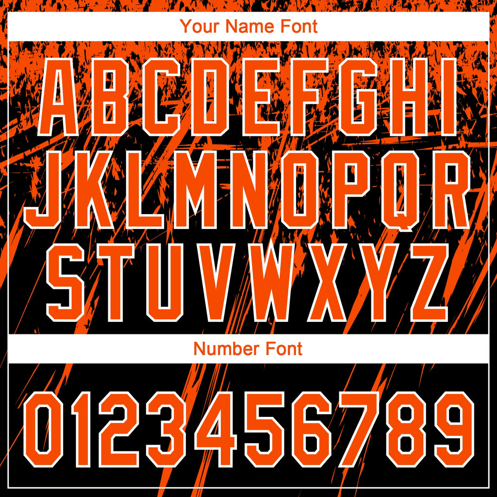 Custom Black Orange-White Distressed Scratch Brush Stroke Star Raglan Sleeves Two-Button Unisex Softball Jersey