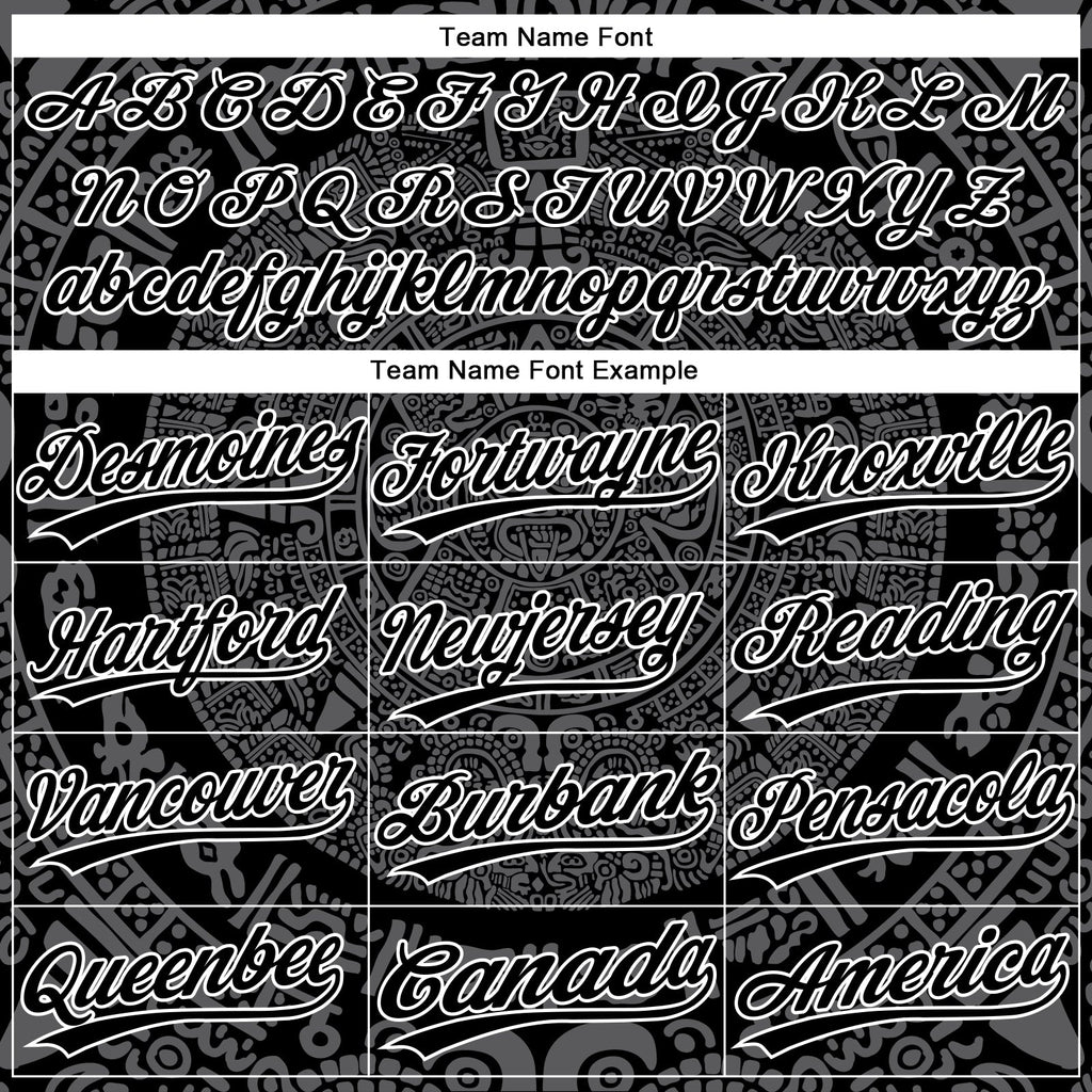 Custom Black Steel Gray-White Ethnic Aztec Mexican Heritage Two-Button Unisex Softball Jersey