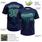 Custom Navy Teal-White Dripping Splatter Paint Two-Button Unisex Softball Jersey