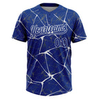 Custom Royal White  Abstract Network Two-Button Unisex Softball Jersey