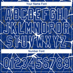 Custom Royal White  Abstract Network Two-Button Unisex Softball Jersey