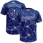 Custom Royal White  Abstract Network Two-Button Unisex Softball Jersey
